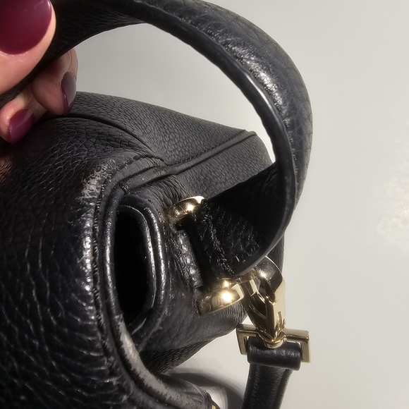 Kate Spade Chester Street Miri Satchel Crossbody Pebbled Leather Black Gold - Picture 9 of 13